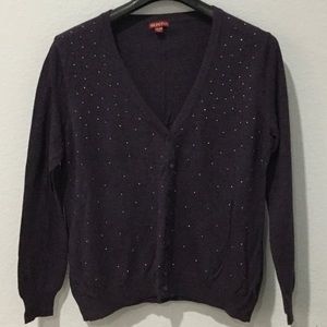 Merona Cardigan Embellished Purple Button Sweater